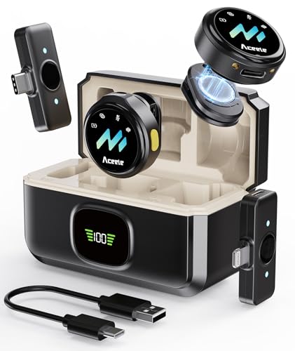 Wireless Lavalier Microphone for iPhone & Android Phones, Clip-on Lapel Mic | AI Noise Reduction & Hi-Fi Audio & 24H Working Time & 50M/164FT Range, for Video Recording/Live Stream/Vlog/Podcast/Interview