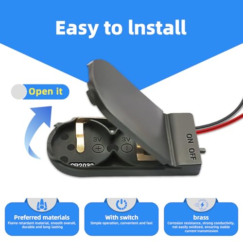 20PCS CR2032 Coin Cell Battery Holder 3V Socket with On Off Switch | Sturdy plastic battery storage socket with integrated switch, ideal for remote controls, timers, small electronic gadgets