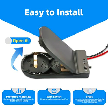 20PCS CR2032 Coin Cell Battery Holder 3V Socket with On Off Switch | Sturdy plastic battery storage socket with integrated switch, ideal for remote controls, timers, small electronic gadgets