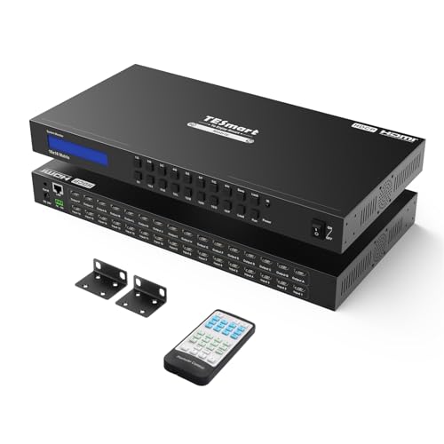 TESmart HDMI Matrix Switch 16 in 16 Out Vedio Switcher Splitter Support Rack Mount, Ultra HD 4K@30Hz, 1080P@60Hz, 3D, Deep Color, RS232 & LAN Port & IR Remote Control, HDCP 1.4 - size: 16 IN 16 OUT 4K30
