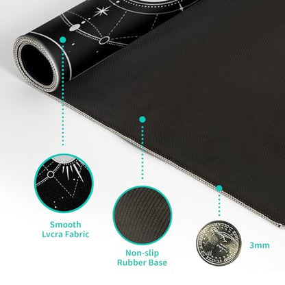 Sun Moon Gaming Mouse Pad Black Large Mouse Pad for Keyboard and Mousepad Desk Mat with 3mm Non-Slip Base and Stitched Edge for Gaming and Office Computer Mat Protector Mat 31.5x11.8 Inch - color: Sun Moon