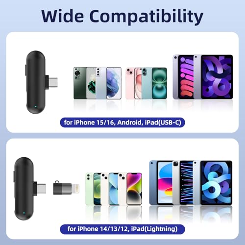 NPTCL Mini Wireless Lavalier Microphone USB C for iPhone 17/16/15, Android | Ai Noise Cancelling Clip on Lapel Mic, 35 Hour Charging Case, 328Ft Transimission for Video Recording Vlog Tiktok YouTube - style: Ai Noise Canceling-for All iPhone and Android