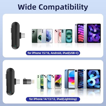 NPTCL Mini Wireless Lavalier Microphone USB C for iPhone 17/16/15, Android | Ai Noise Cancelling Clip on Lapel Mic, 35 Hour Charging Case, 328Ft Transimission for Video Recording Vlog Tiktok YouTube - style: Ai Noise Canceling-for All iPhone and Android