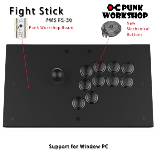 SZJLMKJ PWS FS-30 FS-24 Arcade Fighting Stick Vedio game controller box with Punk Workshop 30mm/24mm Mechanical Buttons for SF6 MAME Game Machine (PWS FS-24 With 30mm buttons)