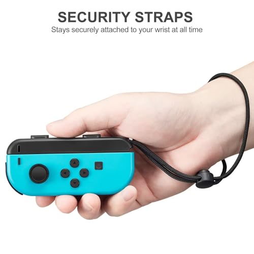 Gepicest Wrist Strap for Joycon 4 Pieces Switch Parts Accessories Controller Attachments Compatible with Joy Con, Dual Remote Comfort Controller Straps Black 2 Pairs - color: Black
