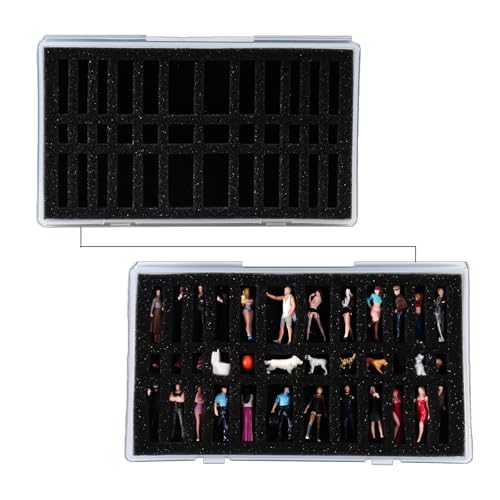 Clear Miniature Figure Storage Case,36 Slot Figurine Minature Organizer Case,3 Layer Foam Dustproof Protector Box for 1/64 1/87 Figure Model Accessories(6.5 * 3.7 * 1.2in) - size: 6.5*3.7*1.2in