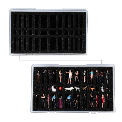 Clear Miniature Figure Storage Case,36 Slot Figurine Minature Organizer Case,3 Layer Foam Dustproof Protector Box for 1/64 1/87 Figure Model Accessories(6.5 * 3.7 * 1.2in) - size: 6.5*3.7*1.2in