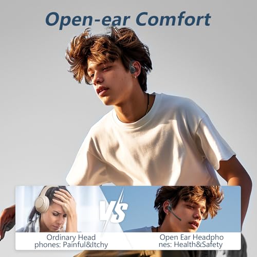BANIGIPA Bluetooth Headset with Microphone, Open Ear Headphones with Mic | Wireless Headset w/ Noise Cancelling Mic for Phone PC Computer, Light & Comfortable for Office Meeting Home Working-10 Hrs