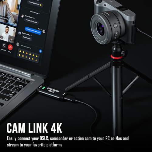 Cam Link 4K External Camera Capture Card 2K50/1080p60 for Streaming and Recording via DSLR Camcorder Actioncam for Video Conferencing Live Streaming Gaming on OBS/Zoom
