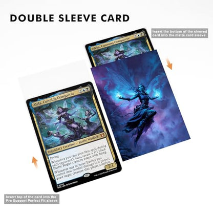 Katomula 100 MTG Card Sleeves with 100 Inner Sleeve, Textured Back Art Sleeves, Fit Standard Size Cards-Fairy Warlock