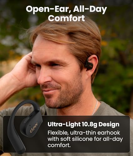 Cleer ARC 4 Plus Open Ear Earbuds,True Wireless Bluetooth Earphones with Dolby Audio and Head Tracking, Earhook Earbuds with 34H Playtime, IPX7 Waterproof Sports Headphones for Workout, EQ, Black - color: Black