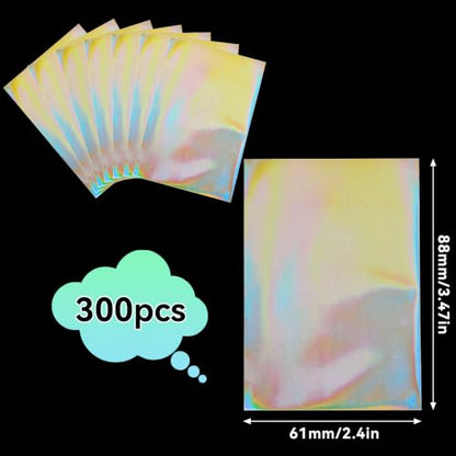 HFATMOS 300 Pcs Photocard Sleeves Laser Flashing Holographic Card Protector | Dustproof Card Sleeves for Mini Photos Credit Name Trading Cards Album Photo Cards, Rainbow Pattern - color: Rainbow Pattern