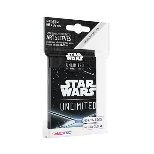 Star Wars Unlimited Black Art Sleeves | Gamegenic Officially Licensed Pack of 60 Art Sleeves and 1 Clear Sleeve, Optimized Size for TCG and LCG Games - style: Card Back Black