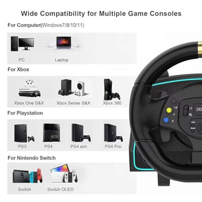 DOYO Racing Wheel - 1080° Degree Universal Usb Car Sim Race Steering Wheel with Pedal and Shifter, Vibration Feedback, Paddle Shifters, Gaming Steering Wheel for PC, Xbox One, PS4, Xbox Series X/S, PS3, Switch