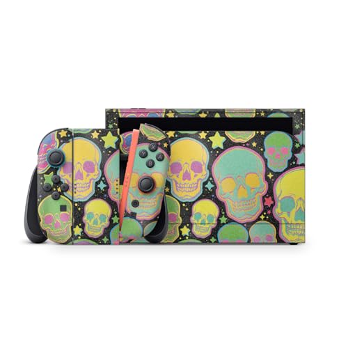 Glossy Glitter Gaming Skin Compatible with Nintendo Switch 2 Premium Kit - Candy Skulls - Premium 3M Vinyl Protective Wrap Decal Cover - Easy to Apply | Crafted in The USA by MightySkins - color: Candy Skulls, size: Switch 2 Premium Kit, style: Glossy Gli