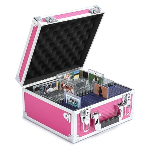 Collectable Trading Card Cases, Toploaders Storage Box, Magnetic Card Storage Hard Cabinet, Graded Card Storage Case, Sports & Trading Collector Storage Box (Pink) - color: Pink, size: Medium