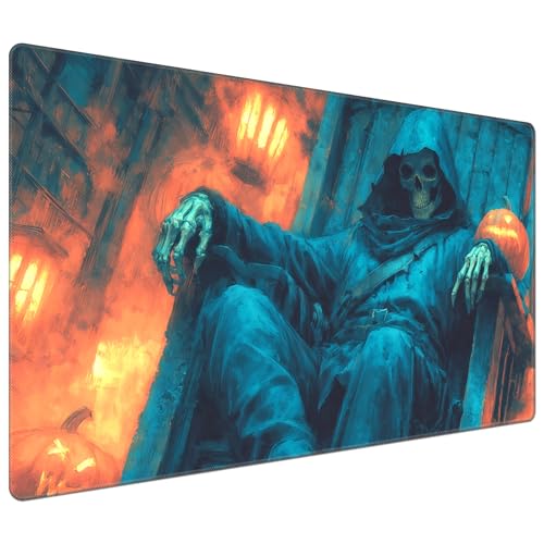 DEGDFSGR for MTG Playmat 24 x 14 inches for TCG Playmats Non-Slip Rubber Base Commander Playmat HD Cover for Magic Play Mat Iorcana Trading Card Game, Blue-Robed Skeleton Man - color: Blue-robed Skeleton Man, size: 24" x 14"