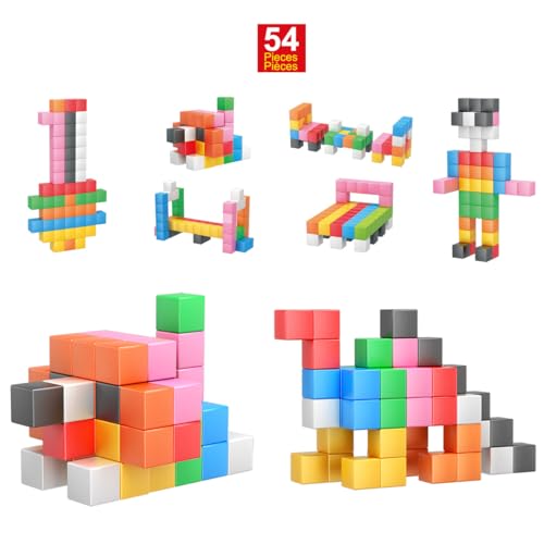 PicassoTiles Magnet Cube Building Blocks 1.2" 3CM Magnetic Cubes Toy Construction Building Educational Sensory Toys with Idea Booklet for School & Preschool Kids Boys Girls Toddlers PMC301 - color: Multicolor