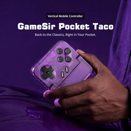 GameSir Pocket Taco Vertical Mobile Gaming Controller – Retro Arcade Bluetooth Gamepad for Android, Portableh Wireless Game Controller for phone, 600mAh Battery, Pass-Through Charging - Purple