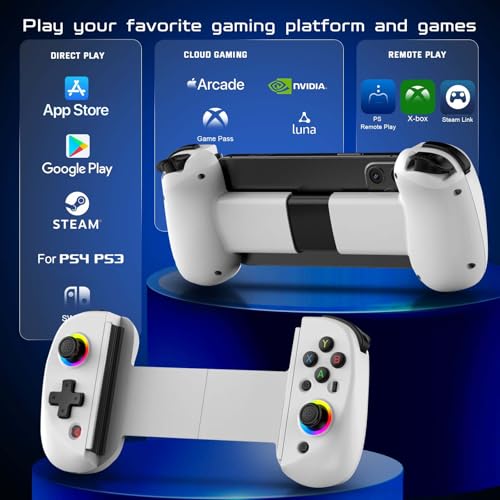 Joso Mobile Gaming Controller for iPhone/iPad/Tablet, Android Wireless Controller with Hall Effects Joysticks, Support PC/Switch, Play Cloud Games/PS Remote Play/COD/Genshin Impact & More - White - color: White