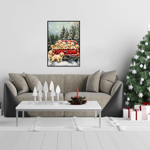 1000 Piece Puzzle for Adults - Cute Puppies Christmas Puzzle, Letters on Back, Golden Retriever Christmas Vacation Jigsaw Puzzles, Challenging Puzzles for Teens Seniors - 27.6 x 19.7 inches - color: Christmas Puppies