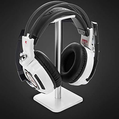 Headphone Stand Gaming Headset Holder Universal Aluminum Metal Headphone Holder Hanger with Aluminum Supporting Bar Flexible Headrest ABS Solid Base for All Headphone,White - color: White