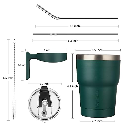 BJPKPK 10 oz Mini Tumbler with Lid, Straw & Handle, Insulated Steel Cup | Small, Spill Proof, Leak Proof, Thermal, Double Wall Vacuum, Sweatproof, Dishwasher Safe, BPA Free, Army Green - color: Army Green, size: 10 Ounces