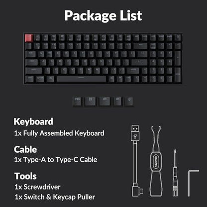 Keychron K4 96% Layout QMK Wireless and Wired Options Mechanical Keyboard, White Backlight Super Red Switch, Paired with Shine-Through Double-Shot PBT Keycaps for Mac Windows-Version 3 - color: Keychron Super Red Switch, size: Version 3