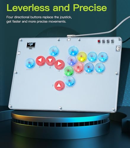 TiMOVO Arcade Stick Leverless 16 Key All-Button Controller | Turbo Function, Custom RGB, for Switch/PC/PS4/PS3/Steam Deck, Hot Swap, SOCD - color: White
