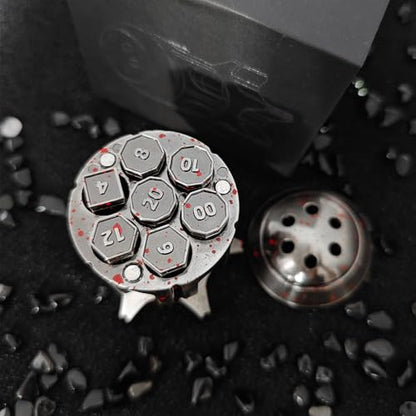Roulette Dice Spinner for DND Dice Set, 7 Metallic Polyhedral D&D Dice with Gift Case for DND Game, RPG Role Playing Table Game Gifts (Bloodstain) - color: Bloodstain
