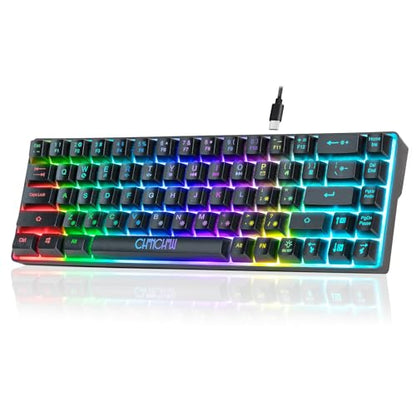 60% Gaming LED Keyboard RGB 68 Keys Layout Wired Keypad with 10 Preset Effects Mechanical Switch Feel Compatible with PC Mac Linux Xbox one PS4 PS5