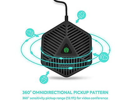 Conference USB Microphone, 360° Omnidirectional Computer Mic with Mute Button for Video Conference, Recording, Skype, Online Class, Plug & Play Compatible with Windows/macOS/PC/Laptop(JV808)