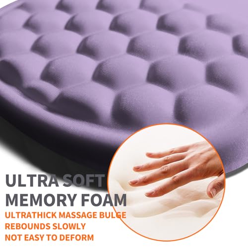Ergonomic Joint Wrist Support Mouse Pad with Memory Foam Cushion Massage Bump, Carpal Tunnel Pain Relief Mousepad Slope Design for Wrist Rest, 11.8x7.9 in, Pale Purple - color: Pale Purple