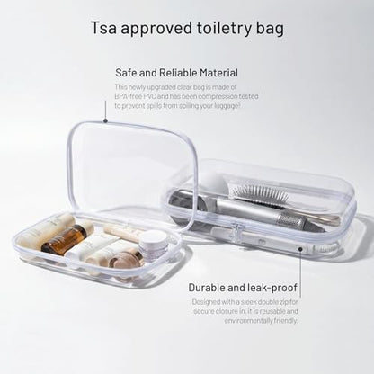 Clear Hard Shell Organizer Cases, 2 Pack | Durable PET shell with water-resistant, scratch-resistant surface for travel, toiletries, electronics and daily essentials - color: White