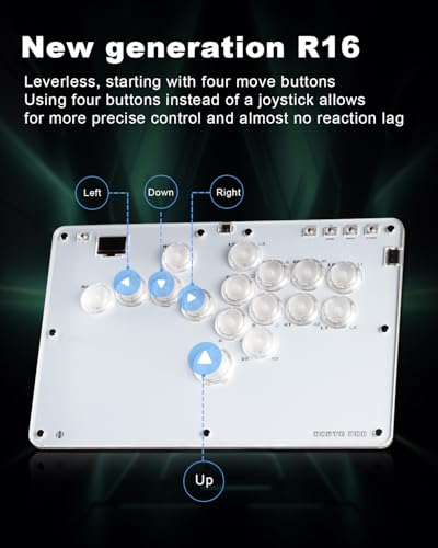 ONEED Haute42 Leverless Controller Arcade Stick R16: Leverless Controller with Rims,Leverless Arcade Stick for PC/PS4/Switch Game,Crystal Low-Profile Switch FightPad Support Hot Swap & SOCD - color: White