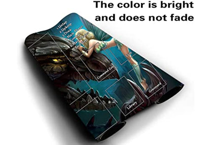 MTG Playmat - 24 x 14 Inches Trading Card Game Playmat with Storage Bag and Smooth Rubber Surface - color: Black Dragon With Zones