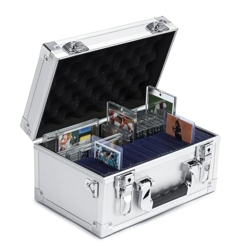 Collectable Trading Card Cases, Toploaders Storage Box, Magnetic Card Storage Hard Cabinet, Graded Card Storage Case, Sports & Trading Collector Storage Box (Silver) - color: Silver, size: Small