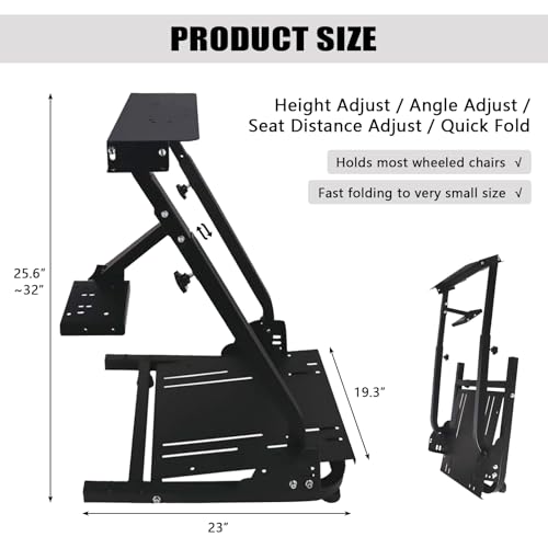 Hopky Racing Wheel Stand, Adjustable & Foldable Steering Wheel for Logitech G920 G29 G25,G27 Gaming Steering Wheel Stand, Pedals & Wheel Not Included