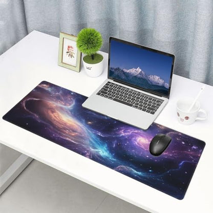 Gaming Mouse Pad Desk Pad,Extended Big Mouse Pad,31.5x11.8 Inch Long Computer Keyboard Mouse Mat Mousepad with 3mm Non-Slip Base and Stitched Edge for Gaming and Office… (Nebula) - color: Nebula