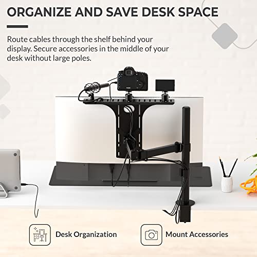 HumanCentric DSLR Monitor Mount Large, Desk Camera, Webcam & Mic Shelf | For Monitor VESA Arm, Replace Clamp Tripods, 100x100mm Patterns, Aluminum, Hardware Included, Light Mounting - size: Large Shelf