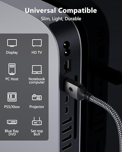 CONMDEX 16K HDMI 2.2 Cable 3.3ft — Designed for Stable High-Bandwidth Connections | 96Gbps Headroom, 8K@120Hz 144Hz / 4K@240Hz, eARC, HDR & VRR | Gaming Console, Graphics Card, TV, Monitor & Soundbar - size: 3.3FT