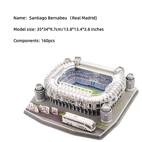 Classic Football Stadium Puzzle,3D Puzzle Soccer Club Venues,3D Paper Model Building Puzzle Kit, Soccer Stadium Souvenir Gift,Handmade Puzzle Ornaments，Cardboard Model (Santiago Bernabeu) - color: Santiago Bernabeu