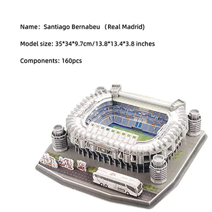 Classic Football Stadium Puzzle,3D Puzzle Soccer Club Venues,3D Paper Model Building Puzzle Kit, Soccer Stadium Souvenir Gift,Handmade Puzzle Ornaments，Cardboard Model (Santiago Bernabeu) - color: Santiago Bernabeu