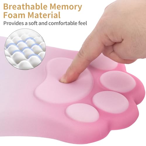 L-SPOUTTO Ergonomic Mouse Pad with Wrist Rest,Pink Mouse Pad Wrist Support | Cute Cat Paw Comfortable Massage Design,Computer Pain Relief Mousepad with Non-Slip Base for Desk Laptop Gaming,Gradient Pink - color: Gradient Pink