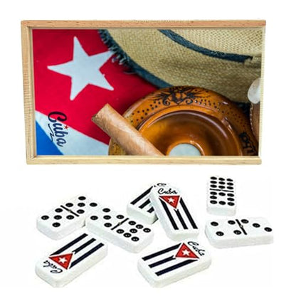 Domino Cubano Doble Nueve Cuban Dominoes Double Nine with Cuban Flag on Chips Cuban Traditions Great for Gift