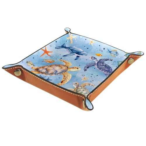 Watercolor Turtles Fish Dice Tray Dice Rolling Tray Folding Dice Holder for Dice Games, Like RPG, DND and Other Table Games - color: Multi 4