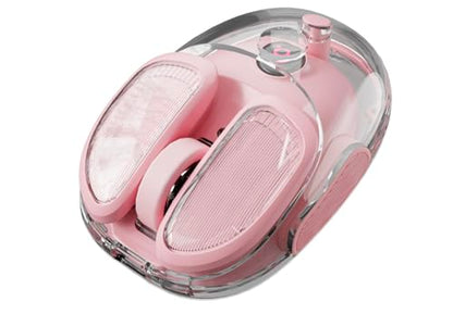 SEUNKWANG Q9 Transparent Wireless Mouse with RGB Lighting, Compact Multi-Device Bluetooth & 2.4G Computer Mouse, Rechargeable, Quiet Clicks, 4800 DPI Cute Mice for Laptop, PC, Mac, iPad - Pink - color: Pink