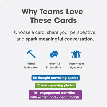 We! Engage Cards - Conversation Cards to Build Trust & Connection - 56 Inspiring Pieces with Quotes, Photos, & Activities - Ideal for Office Meetings, Ice Breakers, and Educational Team Building - color: We! Engage Cards