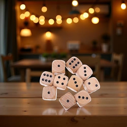 10Pcs Wooden D6 Dice Set, 20mm Round Corner, 6 Sided Gaming Dice for Adults Standard Game Dice