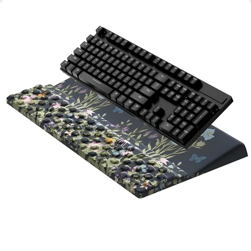 Ospelelf Keyboard Stand Pad with Wrist Rest, Comfy Ergonomic Keyboard Riser Holder for Office Home - color: Flowery
